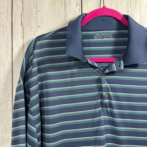 Nike Golf Mens Fit Dry Striped Short Sleeve Casual Summer Collared Polo Shirt - Picture 3 of 13